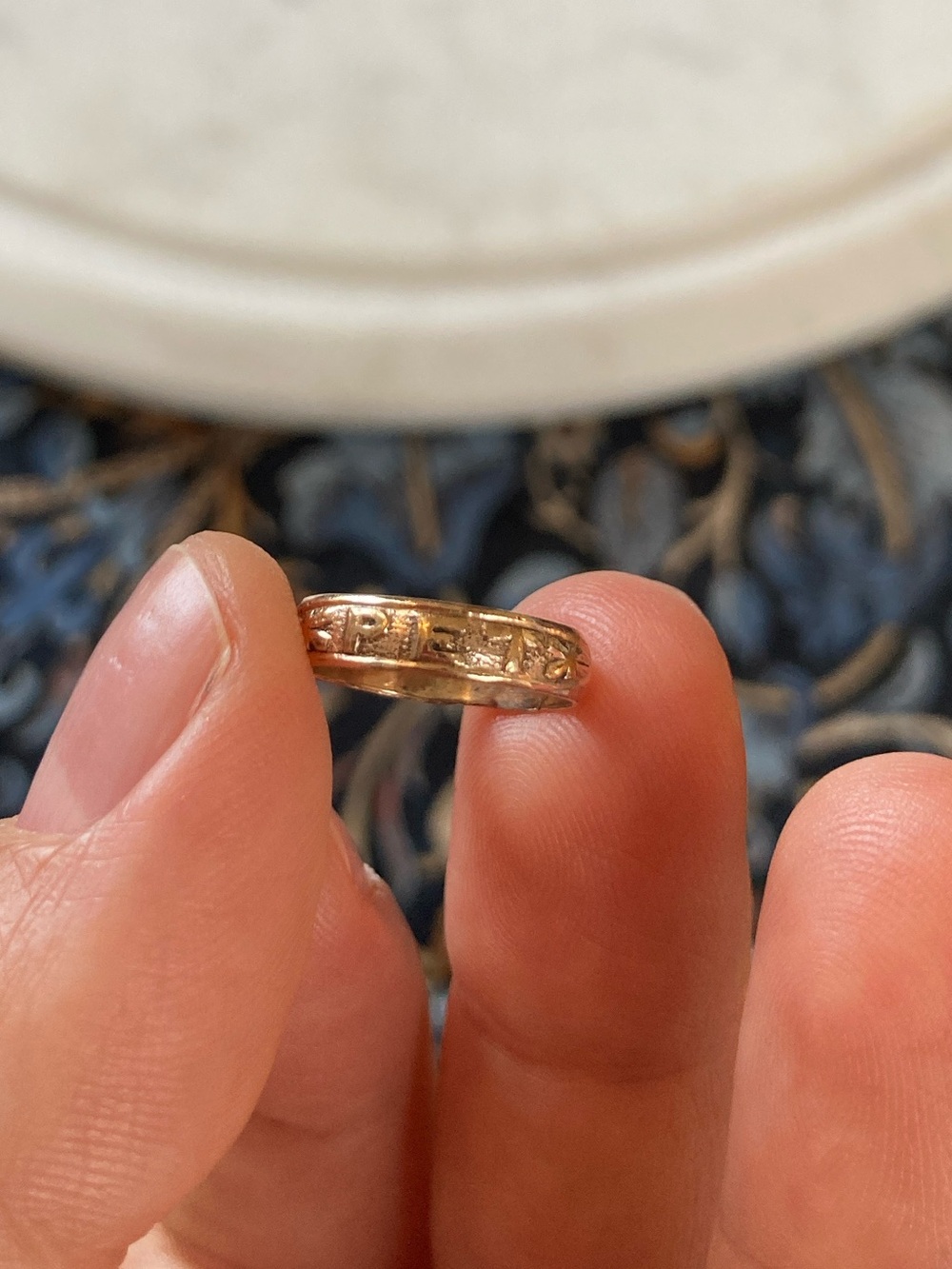 Antique Victorian “PET” Engraved Ring, Tiny Size